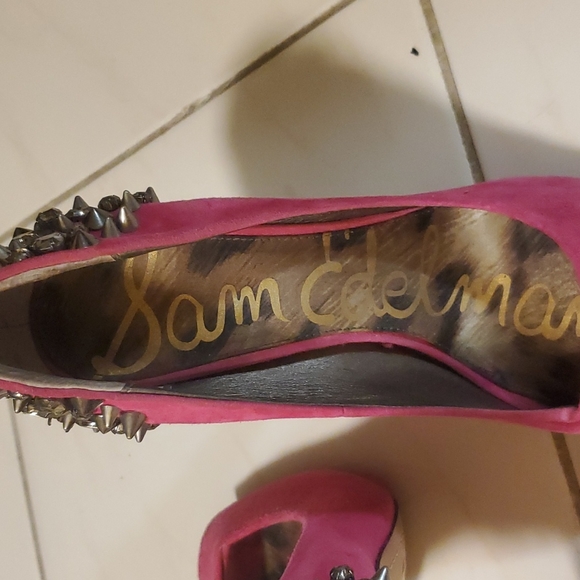 Sam Edelamn pink spike heels size 7 - Picture 4 of 5